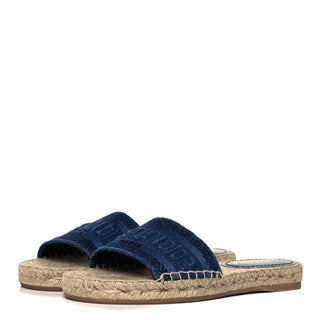 Christian Dior Denim Embroidered Granville Espadrille Flat Sandals Blue EU 39