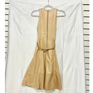 Alice + Olivia Leandra Faux Leather Sleeveless Fit & Flare Dress Almond Womens 0