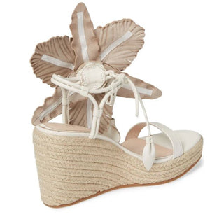 Cecelia New York Lilly Embellished Floral Espadrille Wedges Sandals Alabaster 10