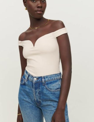 NWT Reformation Andria Knit Off-The-Shoulder Tank Top Almond Women's Size Small