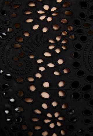 Alice + Olivia Artemis Poplin Off-The-Shoulder Eyelet Mini Shift Dress Black Women's XS