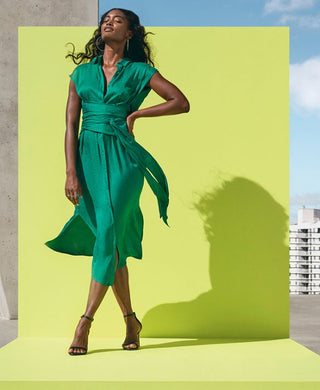 Cushnie for Target Jacquard Belted Leopard Shirt Dress Emerald Green Women's M