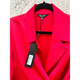 NWT Misook Wrap Crepe de Chine Blazer & Wide Leg Pant Set Sunset Red Women's XS