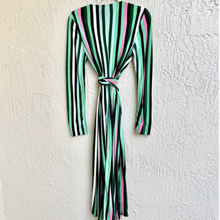 Diane Von Furstenberg Striped Tilly Midi Wrap Dress Multicolor Women's Medium