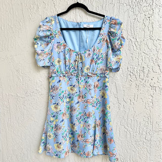 $208 NWOT Likely Puff Sleeve Floral Print Lana Mini Dress Periwinkle Blue Size 6