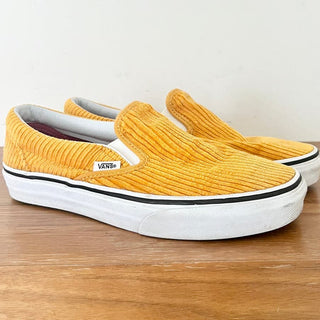 Vans Velvet Corduroy Slip On Casual Shoes Mustard Unisex Size Mens 6 Women's 7.5