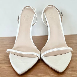 Femme Faux Leather Lyon Slingback Stiletto Sandal White Women's Size 38 / 7.5