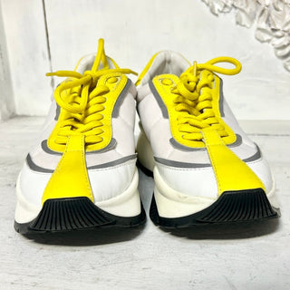 NWOT Jimmy Choo 50mm Raine Leather & Neoprene Sneakers White/Yellow Women 35 / 5