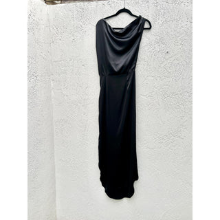 NWT Nonchalant Label Hi Low Hem Satin Dinah Maxi Dress Black Women's Size XS