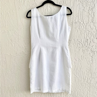 Zara Basic Sleeveless Scoop Neck Layered Mini Shift Dress White Women's Size L