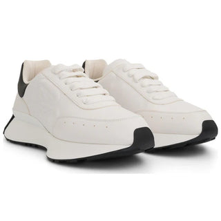 Alexander McQueen Leather Low Top Sprint Runner Sneaker White/Black Mens 43 / 10