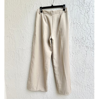 NWT Boohoo Slouchy Low Rise Boyfriend Wide Leg Trouser Pants Taupe Women's US 4