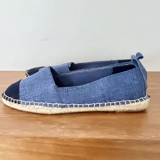 NWOT Loft Woven Stitch Espadrille Flat Slip On Sandal Blue Women's Size 7.5