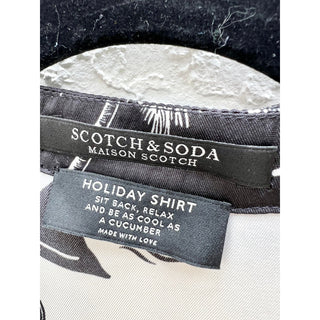 NWT $233 Scotch & Soda Holiday Shirt & Aloha Pants Set Cream Black Women's Small