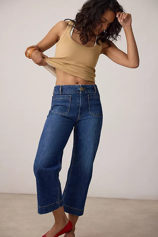 Maeve by Anthropologie The Colette High Waisted Cropped Wide-Leg Jeans Blue 29