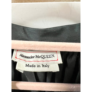 Alexander McQueen Puff-Sleeve Poplin Trapeze Mini Dress Black Women's Size Large