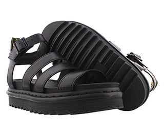 Dr. Martens Blaire Brando Leather Platform Fisherman Sandals Black Womens Size 9