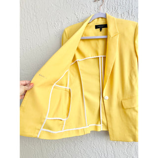 Rag & Bone Bonnie Wool Blend Long Sleeve Single Breasted Blazer Yellow Womens 0