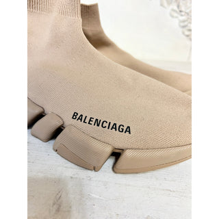 Balenciaga Speed 2.0 Graffiti 3D Recycled Knit Runner Sneakers Beige Women's 7