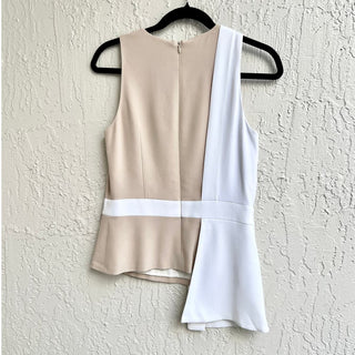 Cushnie Et Ochs Sleeveless Overlapping Panel Top White Beige Women's Size US 6