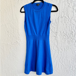 Theory Sleeveless Wool Blend A Line Mini Dress Royal Blue Women's Size Medium