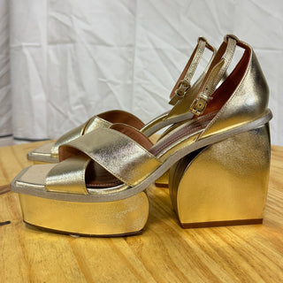 Zimmermann Leather Metallic Prisma Ankle Strap Platform Sandals Gold 40 / 9.5