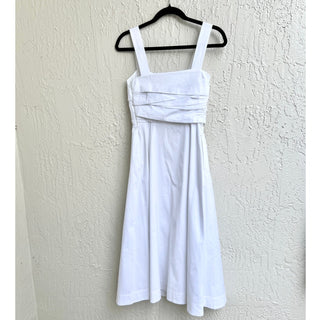 $495 Veronica Beard Positano Sleeveless Poplin Midi Sundress White Women's 00