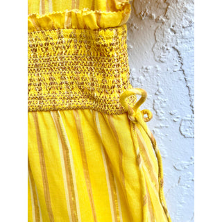 Saylor Adrianne Striped Ruffle-Sleeve V-Neck Mini Dress Yellow Women's Size M