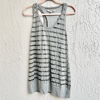 Diane Von Furstenberg Sleeveless Sheer Racerback Top Gray Women's Size Medium