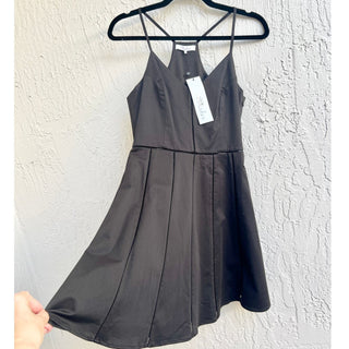 NWT Parker Juliet Ladder Stitch Sleeveless Fit & Flare Dress Black Women's Sz XS