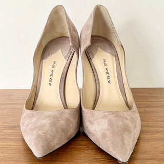 Paul Andrew Suede Slip On Stiletto Heels Pump Shoes Beige Women's Size 38.5 / 8