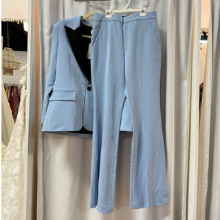 NWT A.L.C. Davin li Tuxedo Jacket and Flare Trouser Pants Set Blue Womens US 8