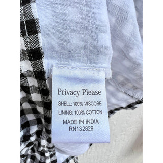 Privacy Please Gingham V Neckline Goodwin Romper Black White Women's Size XS