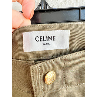 NWT $800 Celine 100% Cotton Slim Fit Cargo Mini Short Khaki Women FR 36 / US 4