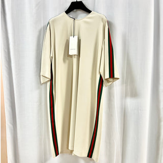 NWT Gucci Short Sleeve Crew Neck Mini T-Shirt Dress Gardenia Womens IT 42 / US 6