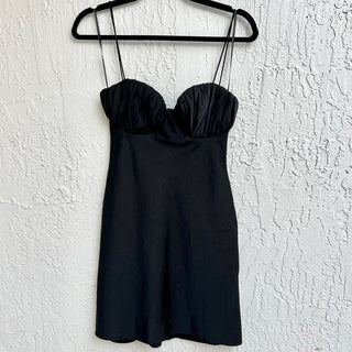 Misha Sleeveless Sweetheart Pleated A-Line Mini Dress Black Women's Size US 2