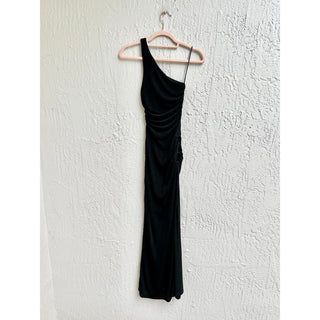 NWT Princess Polly Aligned One Shoulder Cutout Maxi Dress Black Womens Size US 2