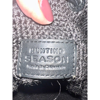 Hunting Season Adjustable Strap Canvas Raffia Bucket Drawstring Bag Black