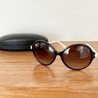 Tom Ford Milena Gradient Round Sunglasses Brown Havana White Women's With Case