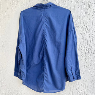 A Shirt Thing Diego Cotton Long Sleeve 1/2 Button Shirt Top Blue Women's M/L