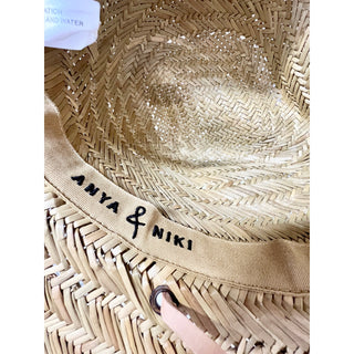 Anya and Niki The Tower Wide Brim Straw Hat with Leather Strap One Size