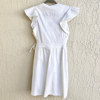 NWT A.L.C Sidelle Ruffle Sleeve Surplice V-Neck Wrap Mini Dress White Women US 8