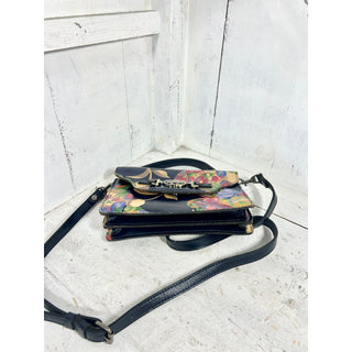 Patricia Nash Floral Print Leather Satchel Purse Crossbody Bag Winter Bloom Blue