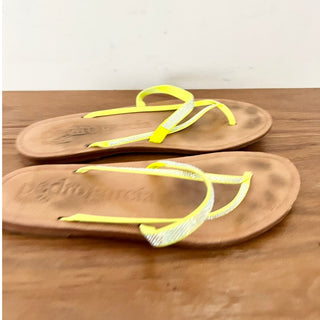 Pedro Garcia Silver Crystal Flip Flop Sandal Neon Yellow Women's Size 36.5 / 6