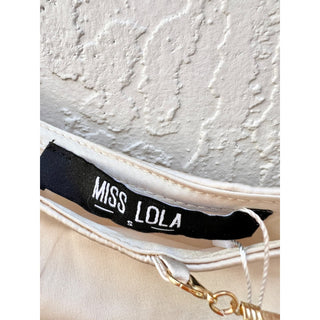 NWT Miss Lola Niah Satin Crop Top & Midi Slit Skirt Set Beige Women's Size Small