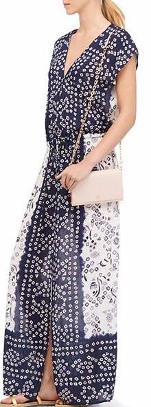 Tory Burch Sleeveless Geometric Long Cover Up Dress Blue White Women's Small
