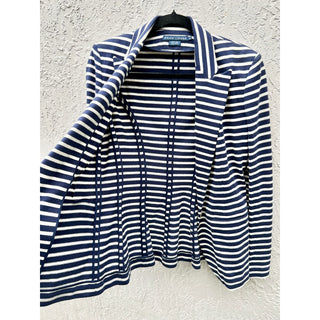 Ralph Lauren Long Sleeve Striped Notch Lapel Blazer Jacket Blue White Women's 10