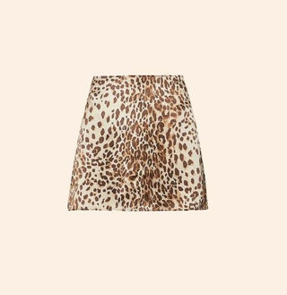 Reformation Benson Leopard Silk Mini Pencil Straight Skirt Brown Women's Size 2