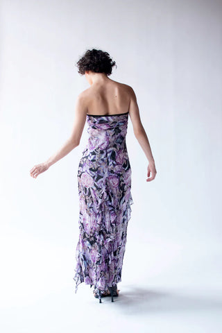 Diane von Furstenberg Montespan Silk Strapless Chiffon Maxi Dress Puple Women 10