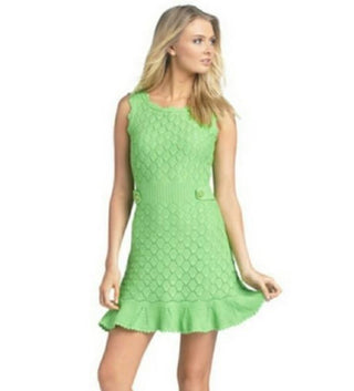 Lilly Pulitzer Villa Mermaid Crochet Sweater Mini Dress Green Women's Size Small